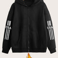 Art Letter Print Pattern - Y2K Casual Style Zipper Hoodie - Fashionable And Comfortable Zipper Jacket, Suitable for All Seasons Casual Sportswear, Casual Sportswear Fashion Casual Jacket | Comfortable Fabric   OAXG Black / S