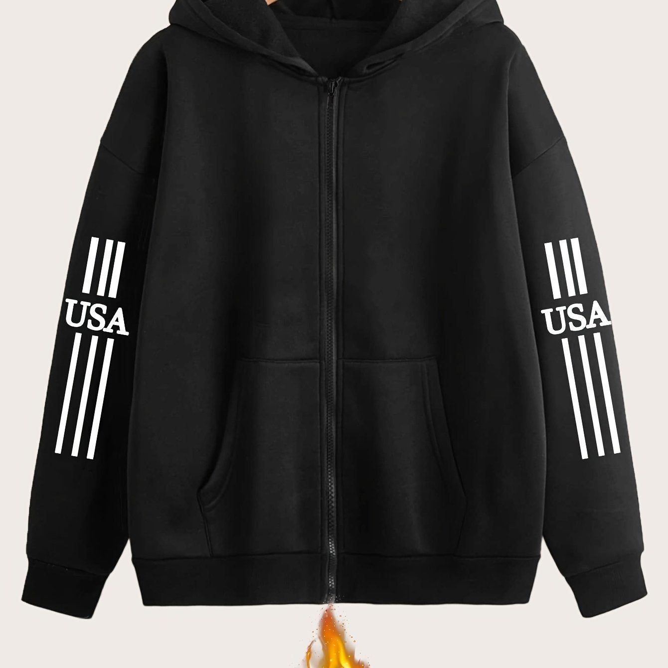 Art Letter Print Pattern - Y2K Casual Style Zipper Hoodie - Fashionable And Comfortable Zipper Jacket, Suitable for All Seasons Casual Sportswear, Casual Sportswear Fashion Casual Jacket | Comfortable Fabric   OAXG Black / S