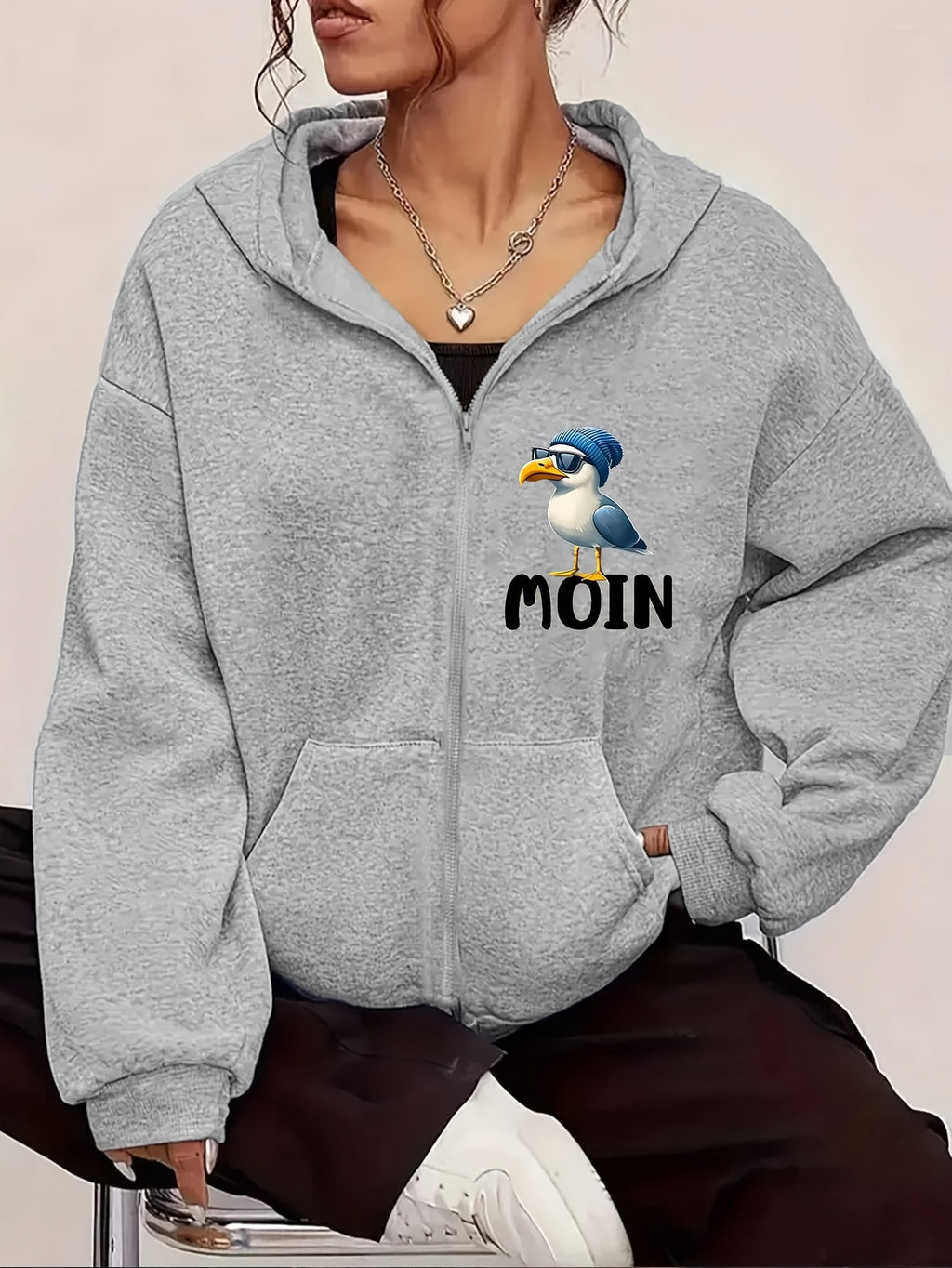 Art MOIN Letters Graffiti Glasses Pattern Print Hoodie Sweatshirt with Drawstring And Zipper Closure - Y2K Casual Style, Fashionable And Comfortable Zip-Up Jacket for All Seasons, Casual Athletic Wear, Trendy Casual Jacket|Comfortable Fabric