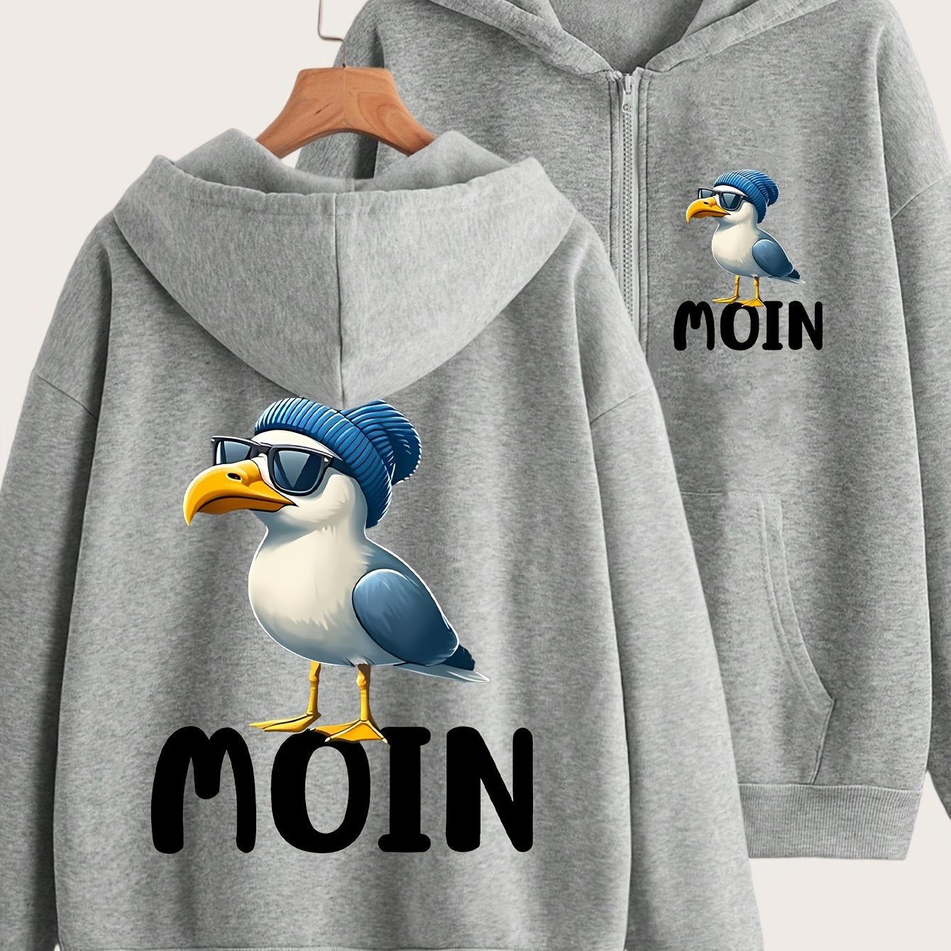 Art MOIN Letters Graffiti Glasses Pattern Print Hoodie Sweatshirt with Drawstring And Zipper Closure - Y2K Casual Style, Fashionable And Comfortable Zip-Up Jacket for All Seasons, Casual Athletic Wear, Trendy Casual Jacket|Comfortable Fabric