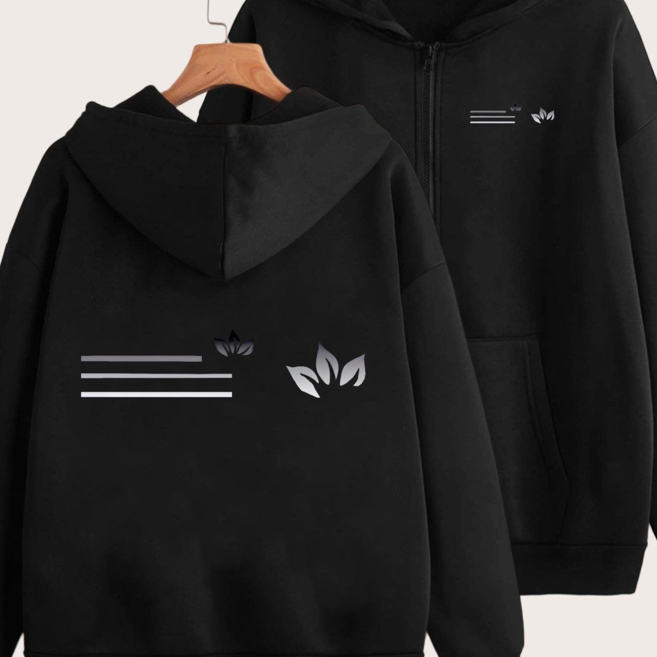 Art Pattern Print - Y2K Casual Style Zip-Up Hoodie with Hood - Fashionable And Comfortable Zip-Up Jacket, All-Season Casual Athletic Wear, Casual Athletic Wear Fashion Casual Jacket | Comfortable Fabric   OAXG Grey / S