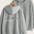 Art Pattern Print - Y2K Casual Style Zip-Up Hoodie with Hood - Fashionable And Comfortable Zip-Up Jacket, All-Season Casual Athletic Wear, Casual Athletic Wear Fashion Casual Jacket | Comfortable Fabric   OAXG Grey / S