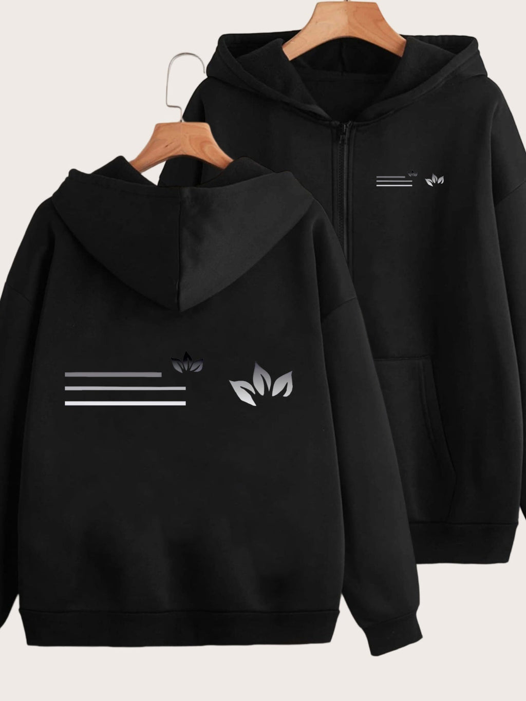 Art Pattern Print - Y2K Casual Style Zip-Up Hoodie with Hood - Fashionable And Comfortable Zip-Up Jacket, All-Season Casual Athletic Wear, Casual Athletic Wear Fashion Casual Jacket | Comfortable Fabric   OAXG Grey / S