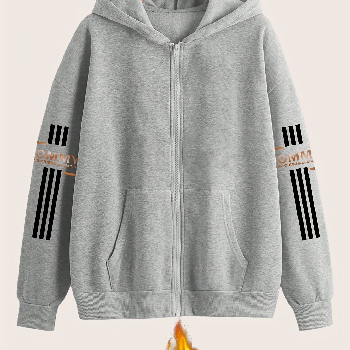 Artistic Letter Pattern Print - Y2K Casual Style Zip-Up Hoodie - a Fashionable And Comfortable Zip-Up Jacket with Pockets - Suitable for Casual Sportswear in Spring, Autumn, And Winter, Stylish Casual Jacket | Comfortable Fabric   OAXG Black / S