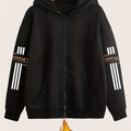 Artistic Letter Pattern Print - Y2K Casual Style Zip-Up Hoodie - a Fashionable And Comfortable Zip-Up Jacket with Pockets - Suitable for Casual Sportswear in Spring, Autumn, And Winter, Stylish Casual Jacket | Comfortable Fabric   OAXG Black / S
