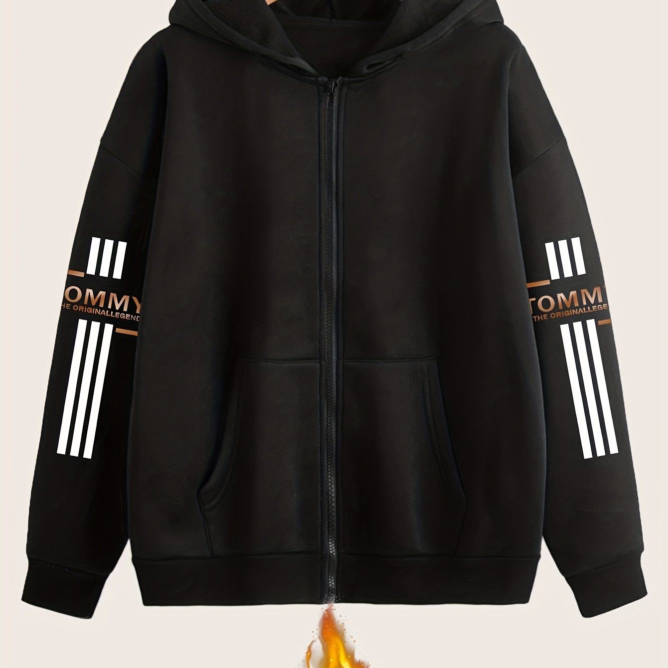 Artistic Letter Pattern Print - Y2K Casual Style Zip-Up Hoodie - a Fashionable And Comfortable Zip-Up Jacket with Pockets - Suitable for Casual Sportswear in Spring, Autumn, And Winter, Stylish Casual Jacket | Comfortable Fabric   OAXG Black / S