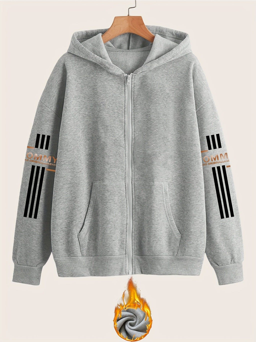 Artistic Letter Pattern Print - Y2K Casual Style Zip-Up Hoodie - a Fashionable And Comfortable Zip-Up Jacket with Pockets - Suitable for Casual Sportswear in Spring, Autumn, And Winter, Stylish Casual Jacket | Comfortable Fabric   OAXG Black / S