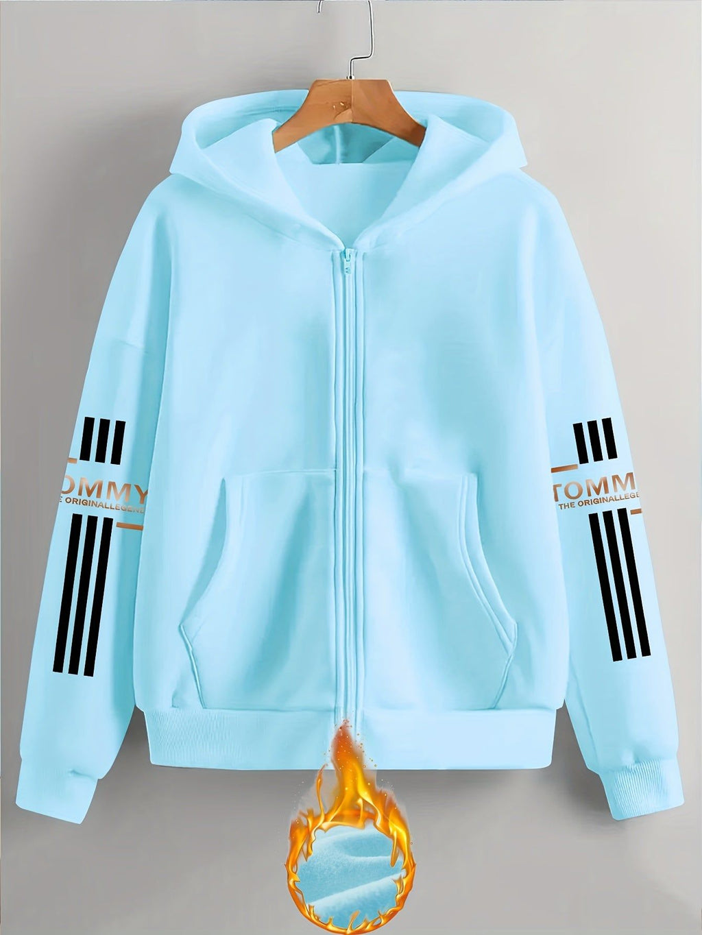 Artistic Letter Pattern Print - Y2K Casual Style Zip-Up Hoodie - a Fashionable And Comfortable Zip-Up Jacket with Pockets - Suitable for Casual Sportswear in Spring, Autumn, And Winter, Stylish Casual Jacket | Comfortable Fabric   OAXG Black / S