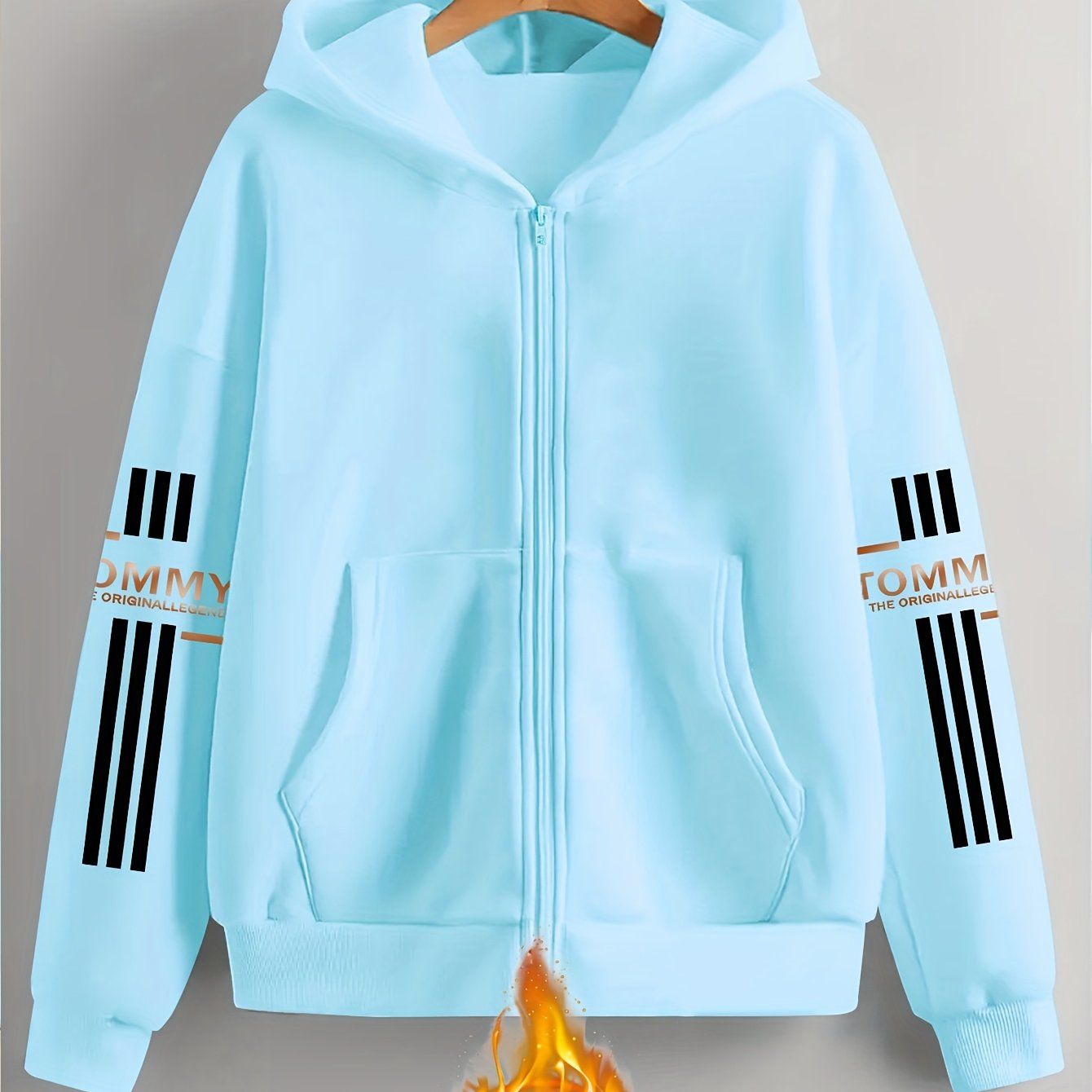 Artistic Letter Pattern Print - Y2K Casual Style Zip-Up Hoodie - a Fashionable And Comfortable Zip-Up Jacket with Pockets - Suitable for Casual Sportswear in Spring, Autumn, And Winter, Stylish Casual Jacket | Comfortable Fabric   OAXG Black / S
