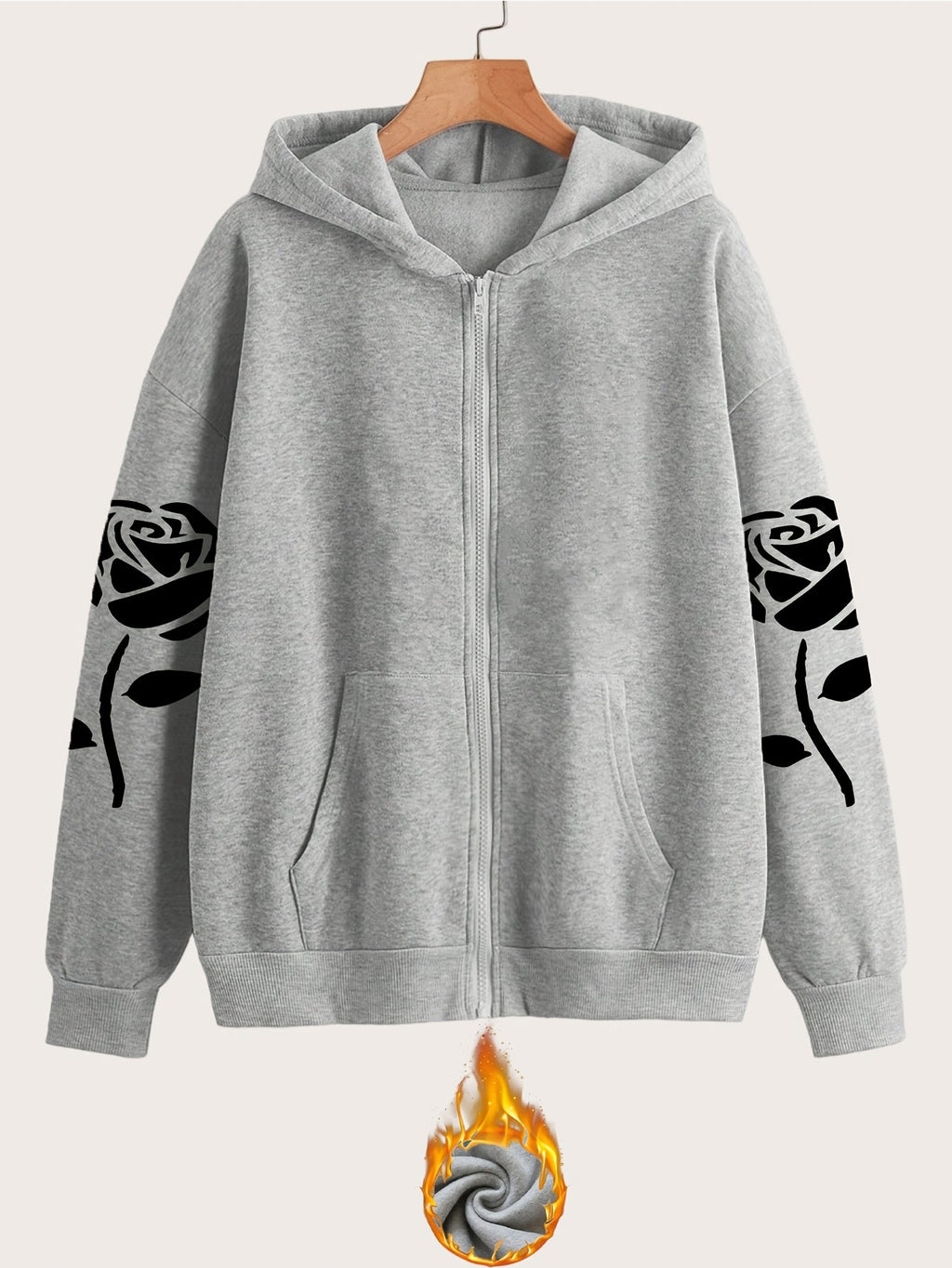 Artistic Letter Pattern Print - Y2K Casual Style Zip-Up Hoodie - Fashionable and Comfortable Zip-Up Jacket, Suitable for All Seasons Casual Sportswear, Casual Sportswear Fashionable Casual Jacket | Comfortable Fabric   OAXG Black / S