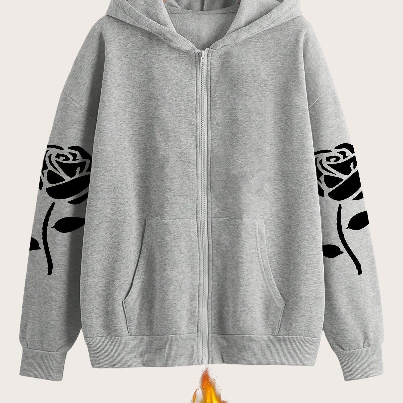 Artistic Letter Pattern Print - Y2K Casual Style Zip-Up Hoodie - Fashionable and Comfortable Zip-Up Jacket, Suitable for All Seasons Casual Sportswear, Casual Sportswear Fashionable Casual Jacket | Comfortable Fabric   OAXG Black / S