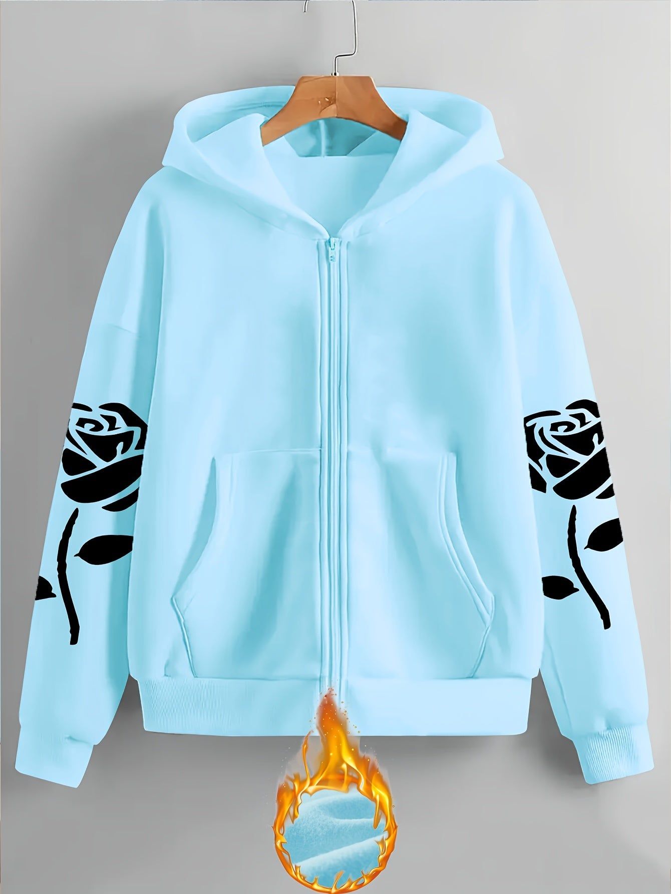 Artistic Letter Pattern Print - Y2K Casual Style Zip-Up Hoodie - Fashionable and Comfortable Zip-Up Jacket, Suitable for All Seasons Casual Sportswear, Casual Sportswear Fashionable Casual Jacket | Comfortable Fabric   OAXG Black / S