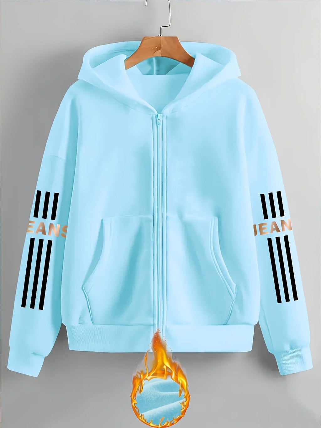 Artistic Letter Pattern Print - Y2K Casual Style Zip-Up Hoodie - Fashionable and Comfortable Zip-Up Jacket, Suitable for All Seasons Casual Sportswear, Casual Sportswear Fashionable Casual Jacket | Comfortable Fabric   OAXG Grey / S