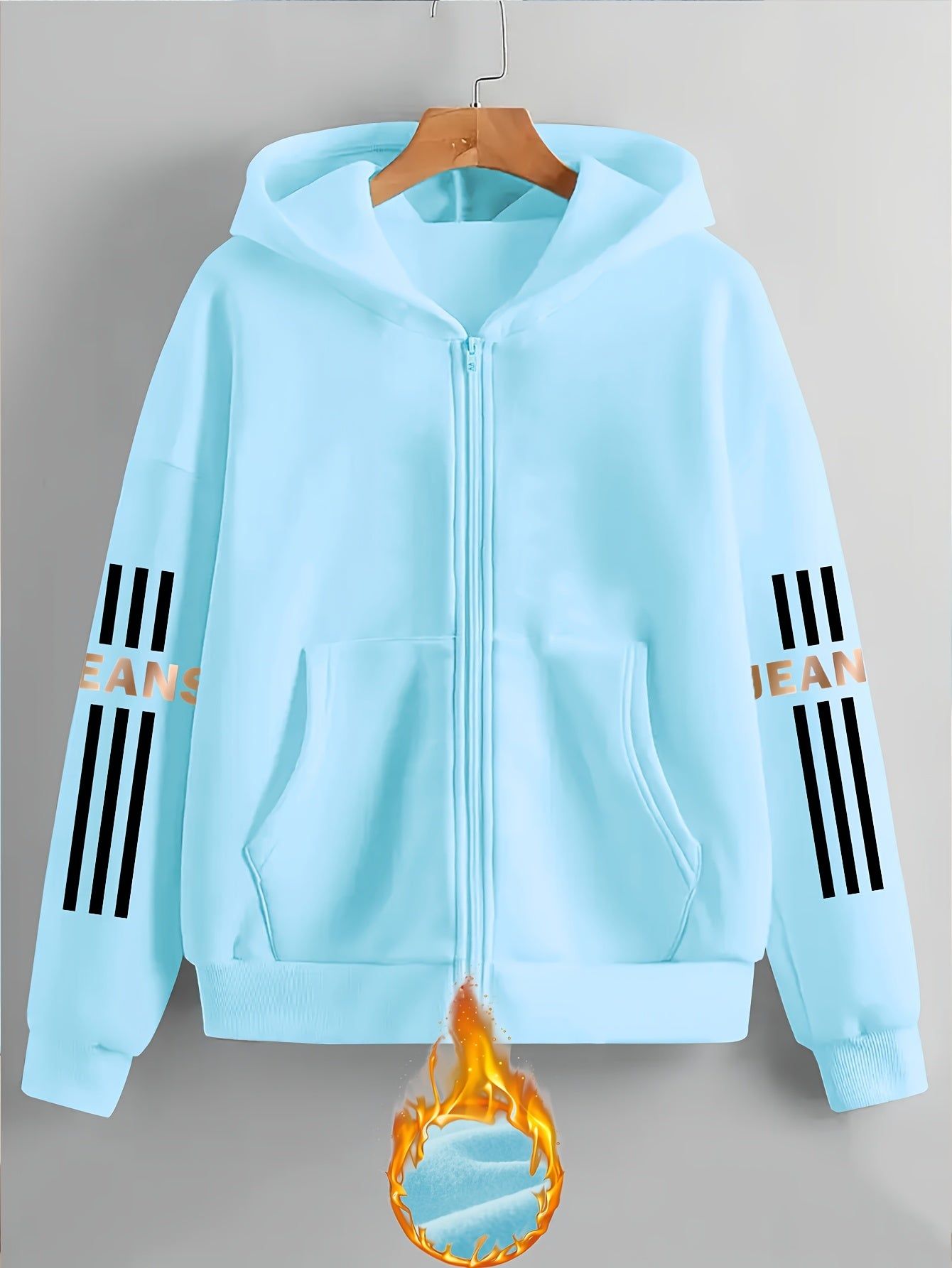 Artistic Letter Pattern Print - Y2K Casual Style Zip-Up Hoodie - Fashionable and Comfortable Zip-Up Jacket, Suitable for All Seasons Casual Sportswear, Casual Sportswear Fashionable Casual Jacket | Comfortable Fabric   OAXG Grey / S
