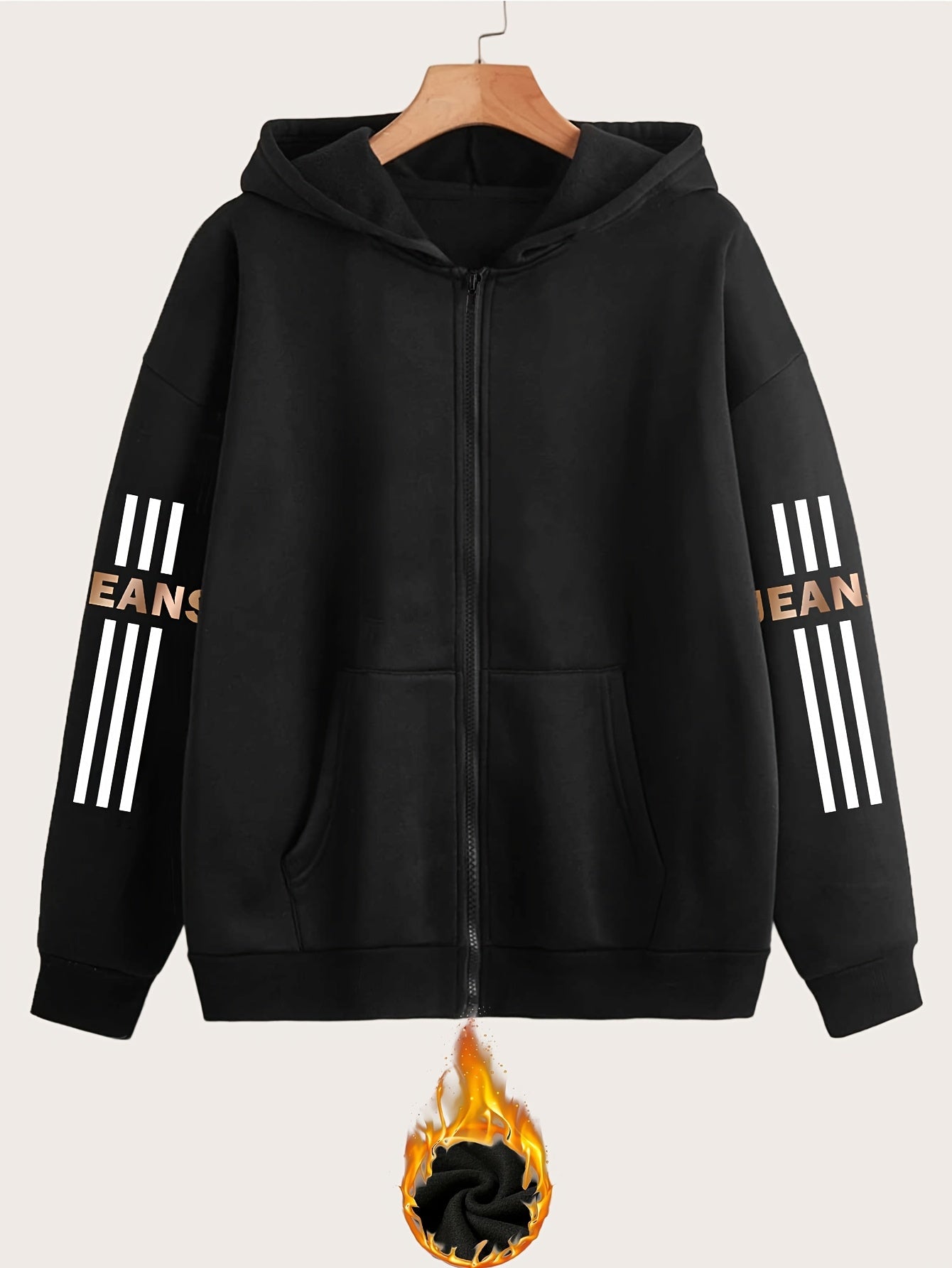 Artistic Letter Pattern Print - Y2K Casual Style Zip-Up Hoodie - Fashionable and Comfortable Zip-Up Jacket, Suitable for All Seasons Casual Sportswear, Casual Sportswear Fashionable Casual Jacket | Comfortable Fabric   OAXG Grey / S