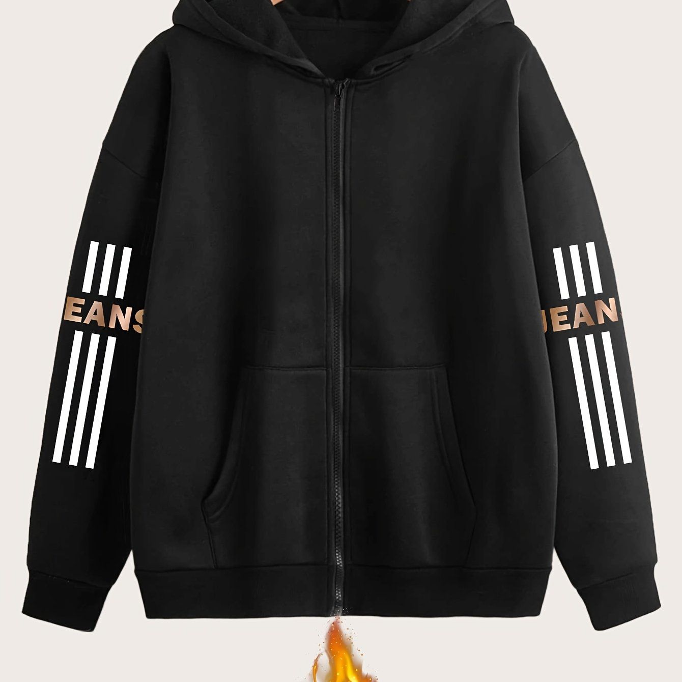 Artistic Letter Pattern Print - Y2K Casual Style Zip-Up Hoodie - Fashionable and Comfortable Zip-Up Jacket, Suitable for All Seasons Casual Sportswear, Casual Sportswear Fashionable Casual Jacket | Comfortable Fabric   OAXG Grey / S