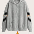 Artistic Letter Pattern Print - Y2K Casual Style Zip-Up Hoodie - Fashionable and Comfortable Zip-Up Jacket, Suitable for All Seasons Casual Sportswear, Casual Sportswear Fashionable Casual Jacket | Comfortable Fabric   OAXG Grey / S