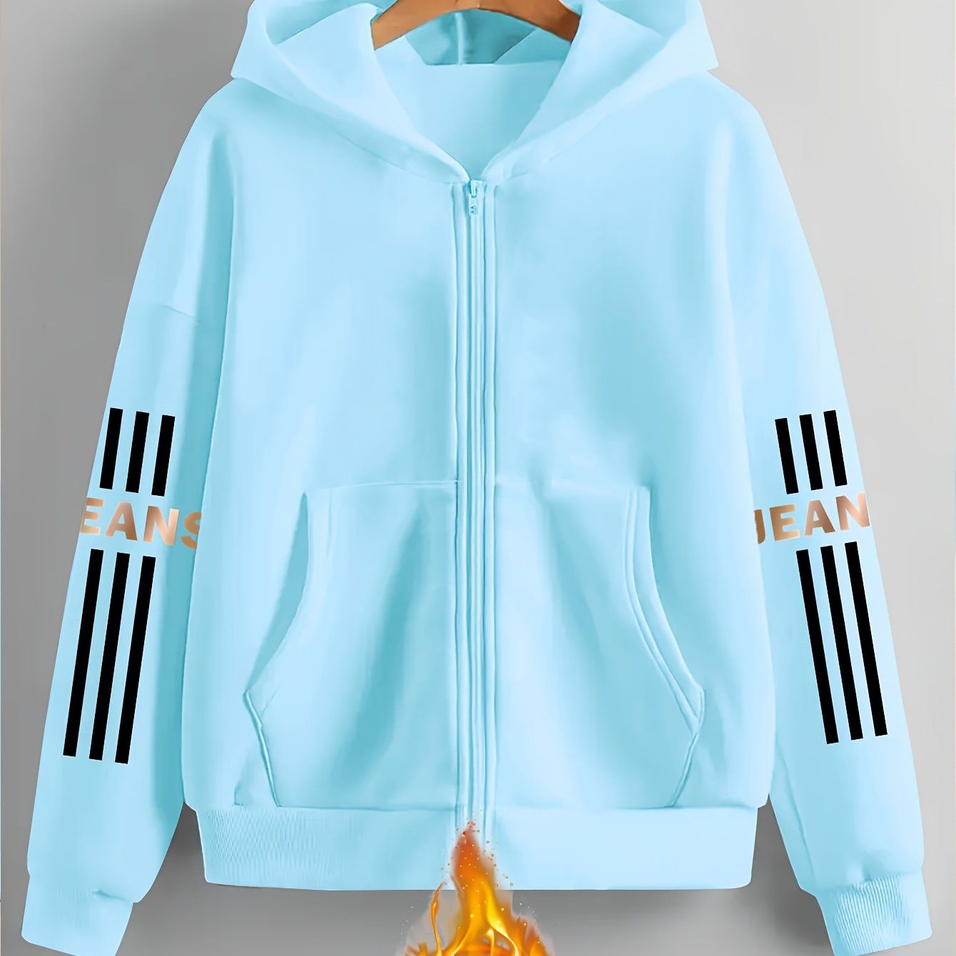 Artistic Letter Pattern Print - Y2K Casual Style Zip-Up Hoodie - Fashionable and Comfortable Zip-Up Jacket, Suitable for All Seasons Casual Sportswear, Casual Sportswear Fashionable Casual Jacket | Comfortable Fabric   OAXG Grey / S
