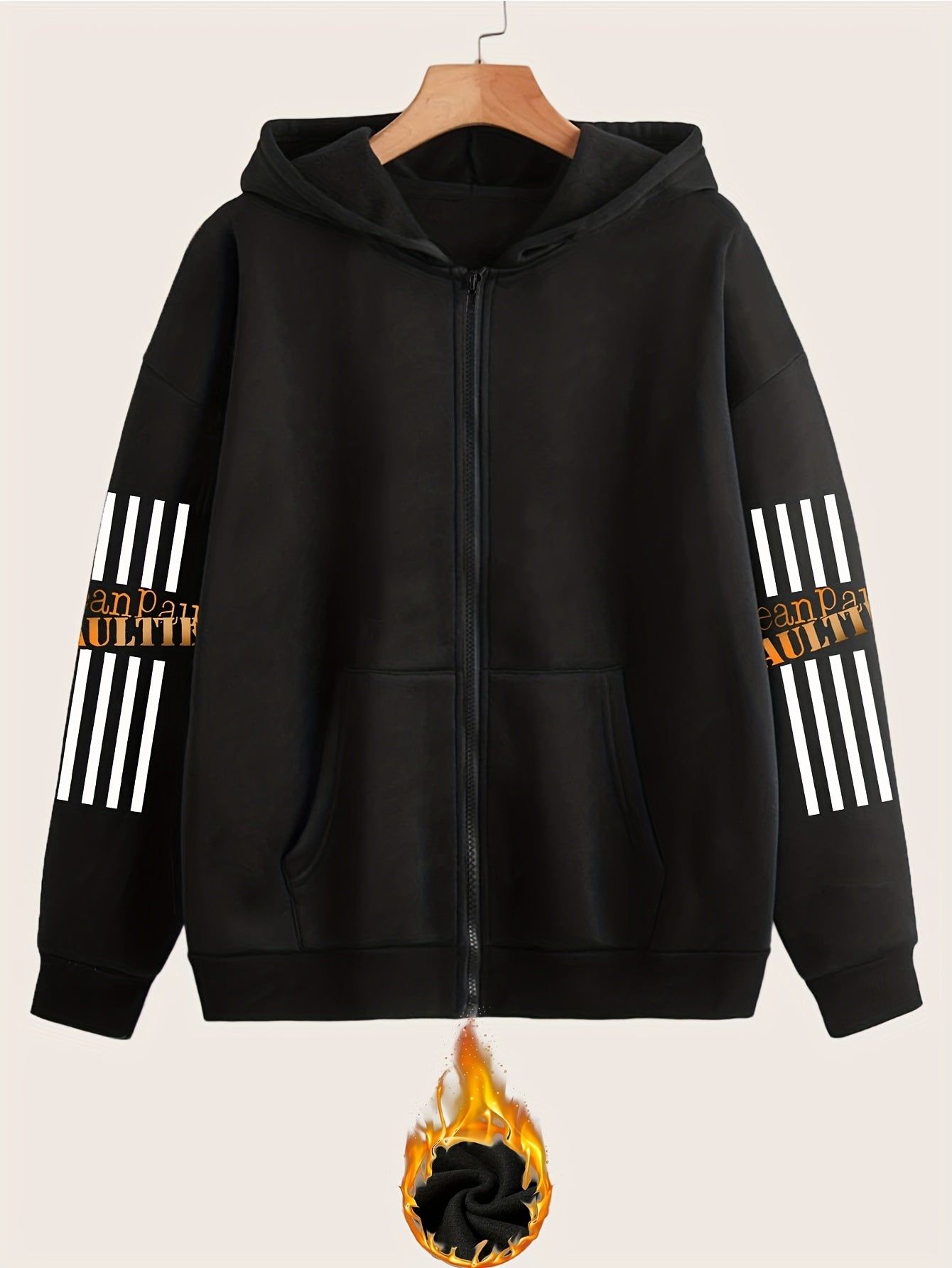 Artistic Letter Pattern Print - Y2K Casual Style Zip-Up Hoodie with Hood - Fashionable And Comfortable Zip-Up Jacket with Pockets - Suitable for Spring, Autumn, And Winter Seasons, Casual Athletic Wear, Fashion Casual Jacket | Comfortable
