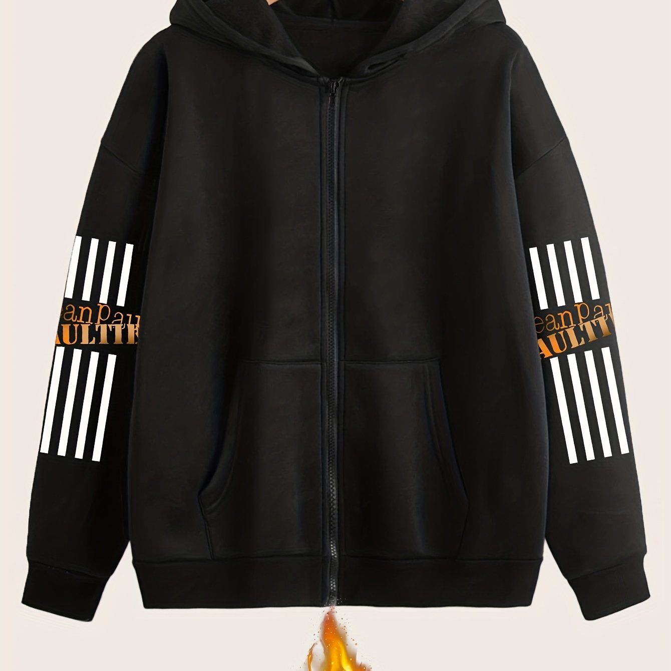 Artistic Letter Pattern Print - Y2K Casual Style Zip-Up Hoodie with Hood - Fashionable And Comfortable Zip-Up Jacket with Pockets - Suitable for Spring, Autumn, And Winter Seasons, Casual Athletic Wear, Fashion Casual Jacket | Comfortable