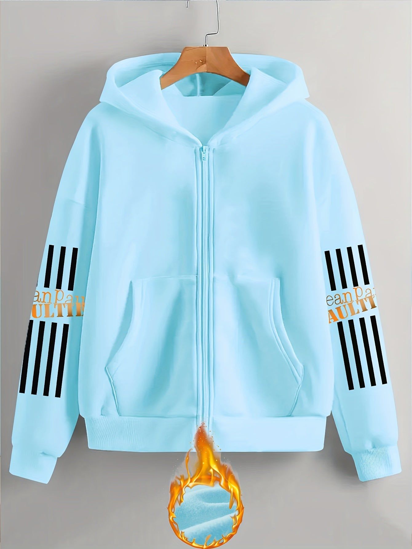 Artistic Letter Pattern Print - Y2K Casual Style Zip-Up Hoodie with Hood - Fashionable And Comfortable Zip-Up Jacket with Pockets - Suitable for Spring, Autumn, And Winter Seasons, Casual Athletic Wear, Fashion Casual Jacket | Comfortable