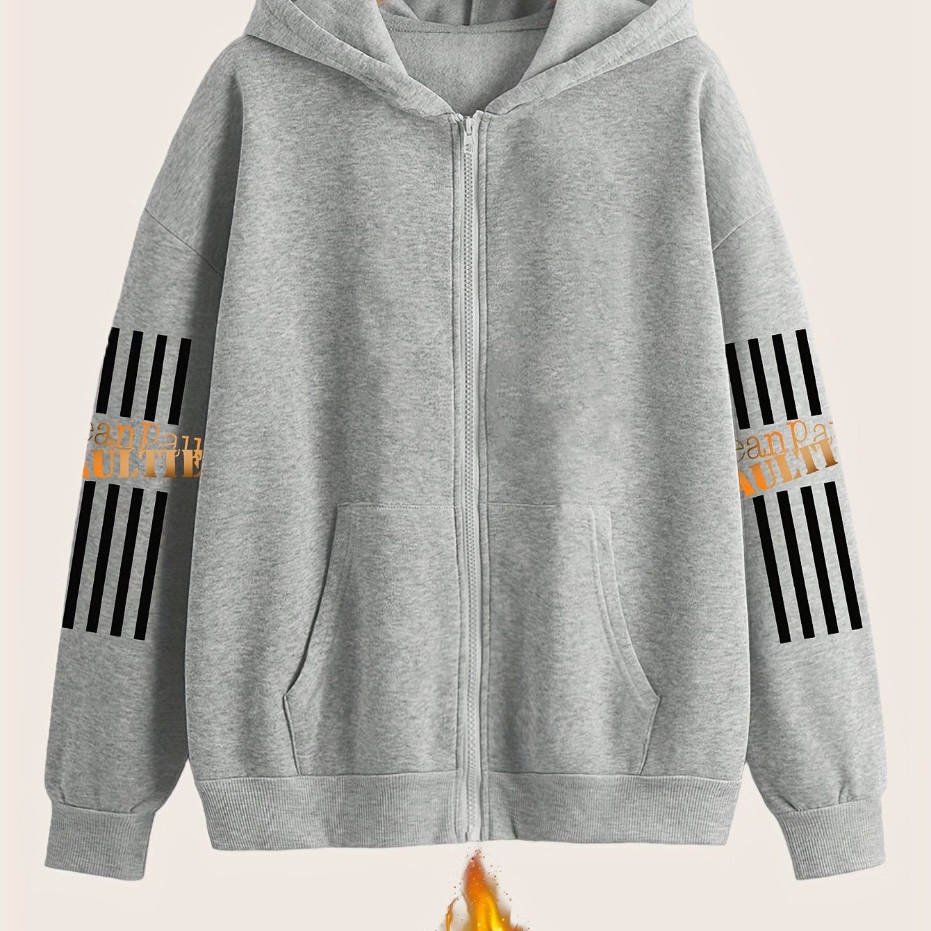 Artistic Letter Pattern Print - Y2K Casual Style Zip-Up Hoodie with Hood - Fashionable And Comfortable Zip-Up Jacket with Pockets - Suitable for Spring, Autumn, And Winter Seasons, Casual Athletic Wear, Fashion Casual Jacket | Comfortable