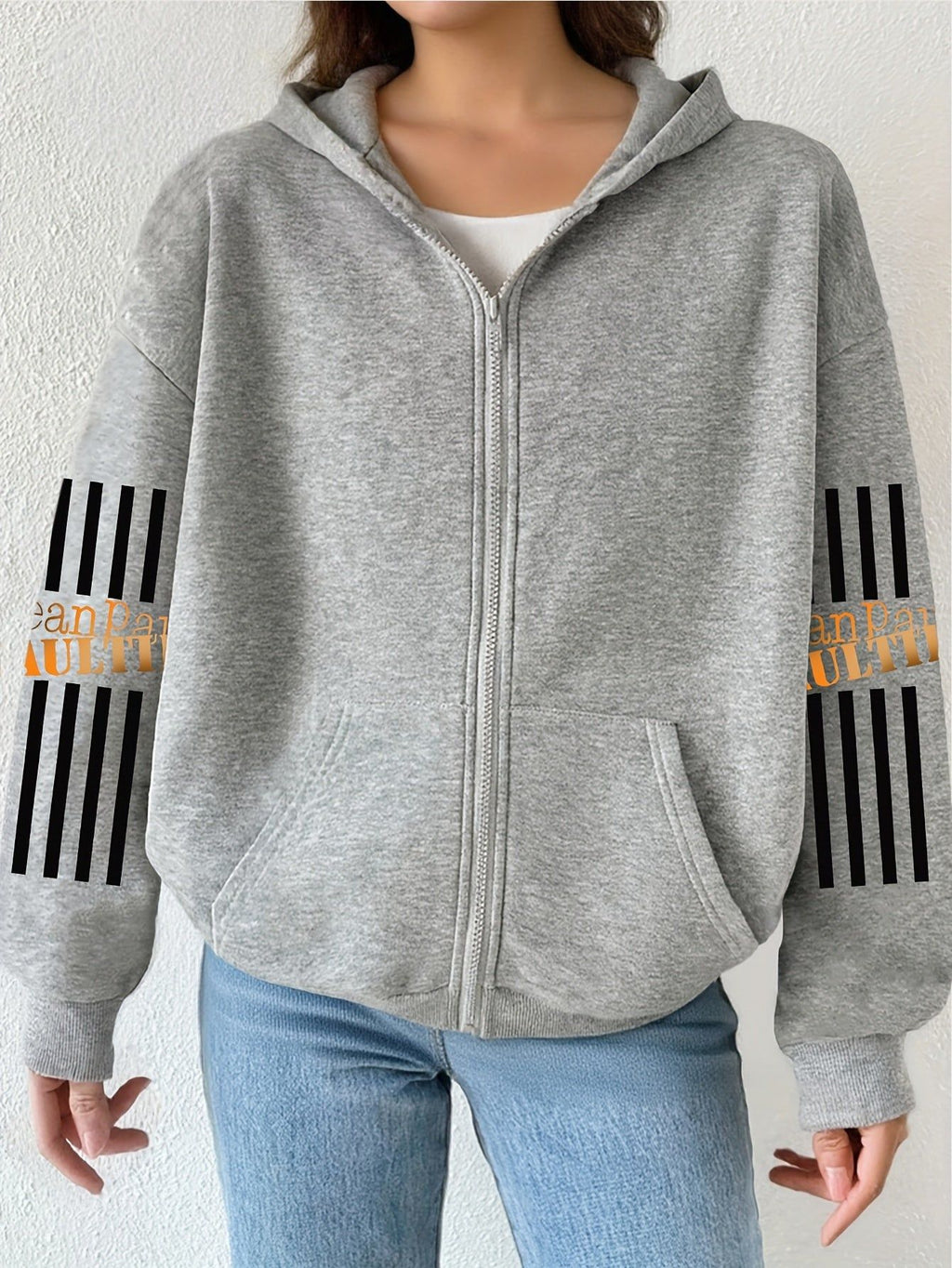 Artistic Letter Pattern Print - Y2K Casual Style Zip-Up Hoodie with Hood - Fashionable And Comfortable Zip-Up Jacket with Pockets - Suitable for Spring, Autumn, And Winter Seasons, Casual Athletic Wear, Fashion Casual Jacket | Comfortable