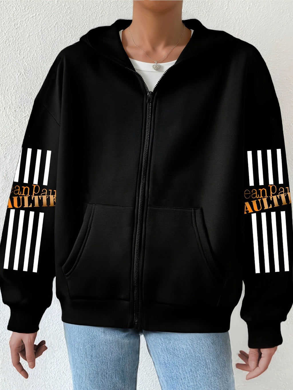 Artistic Letter Pattern Print - Y2K Casual Style Zip-Up Hoodie with Hood - Fashionable And Comfortable Zip-Up Jacket with Pockets - Suitable for Spring, Autumn, And Winter Seasons, Casual Athletic Wear, Fashion Casual Jacket | Comfortable