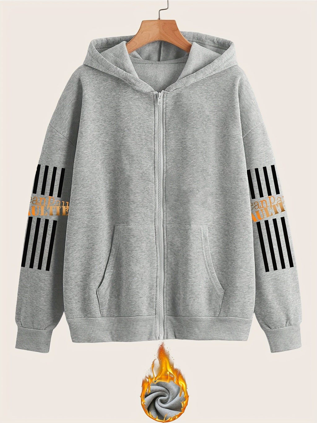 Artistic Letter Pattern Print - Y2K Casual Style Zip-Up Hoodie with Hood - Fashionable And Comfortable Zip-Up Jacket with Pockets - Suitable for Spring, Autumn, And Winter Seasons, Casual Athletic Wear, Fashion Casual Jacket | Comfortable