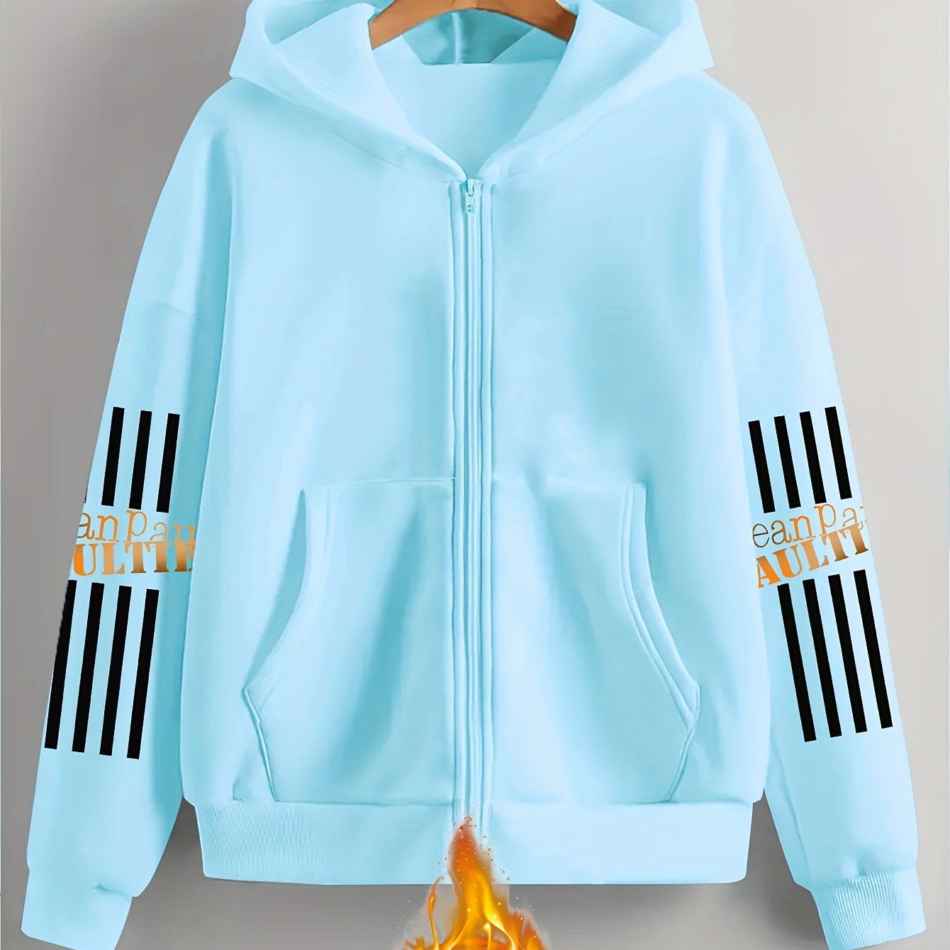 Artistic Letter Pattern Print - Y2K Casual Style Zip-Up Hoodie with Hood - Fashionable And Comfortable Zip-Up Jacket with Pockets - Suitable for Spring, Autumn, And Winter Seasons, Casual Athletic Wear, Fashion Casual Jacket | Comfortable