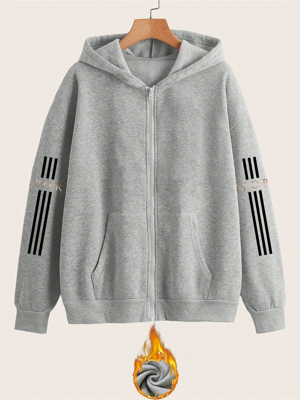 Artistic Letter Print Y2K Casual Style Zip-Up Hoodie - Fashionable and Comfortable Zip-Up Pocket Jacket for Spring, Autumn, and Winter Casual Sportswear, Fashionable Casual Jacket | Comfortable Fabric   OAXG Black / S