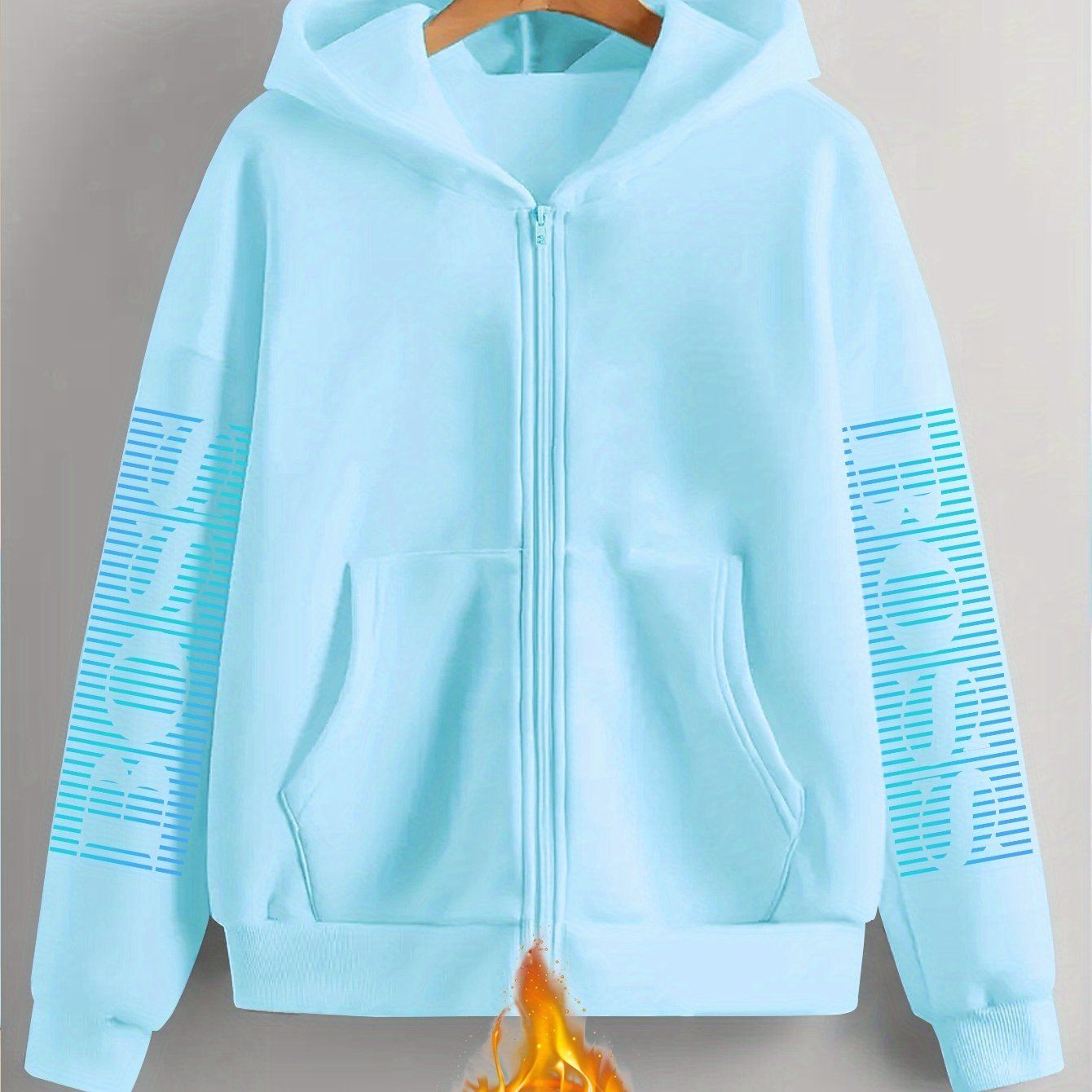 Artistic Letter Print Y2K Casual Style Zip-Up Hoodie - Fashionable and Comfortable Zip-Up Pocket Jacket for Spring, Autumn, and Winter Casual Sportswear, Fashionable Casual Jacket | Comfortable Fabric   OAXG Black / S