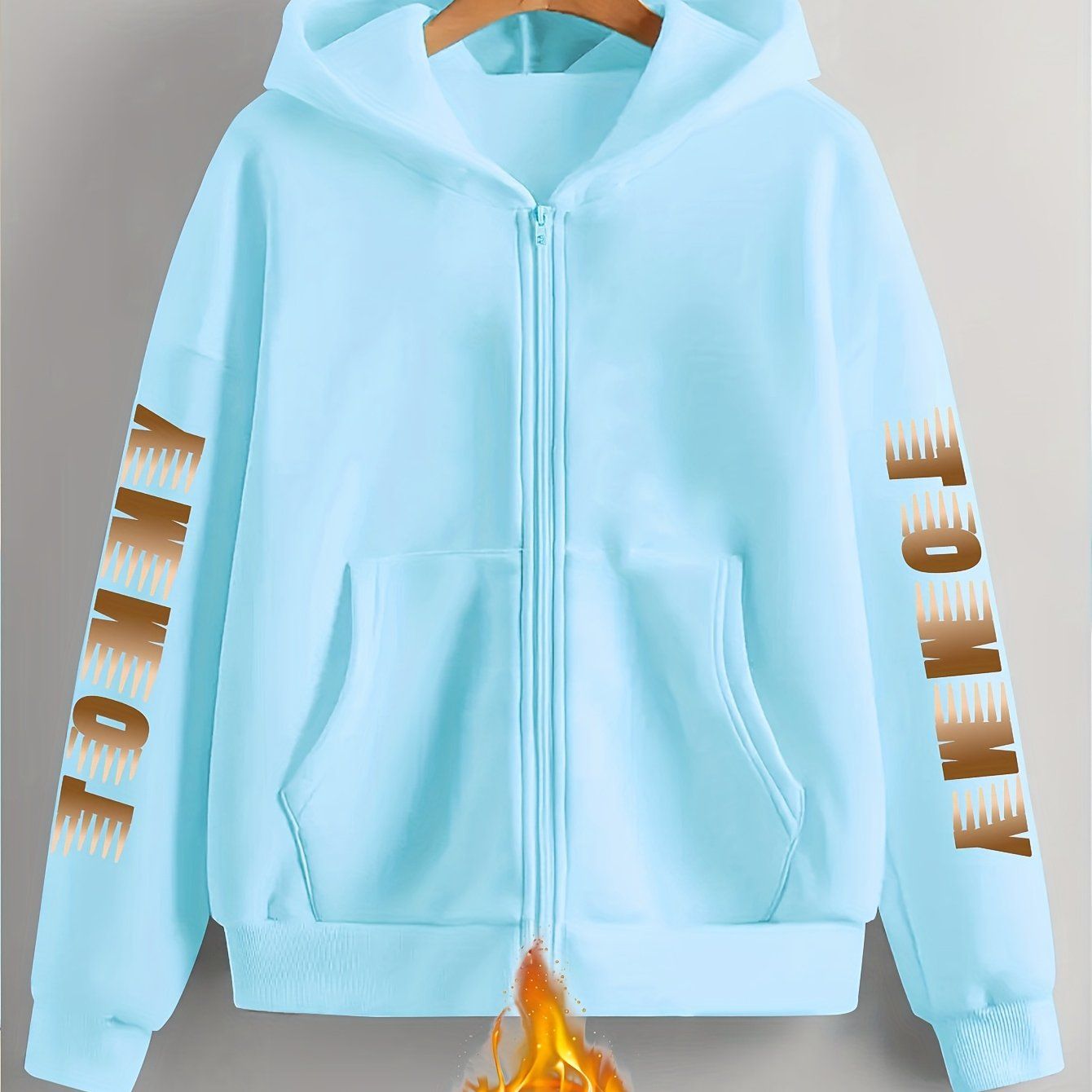 Artistic Letter Print Y2K Casual Style Zip-Up Hoodie - Fashionable and Comfortable Zip-Up Pocket Jacket for Spring, Autumn, and Winter Casual Sportswear, Fashionable Casual Jacket | Comfortable Fabric   OAXG Black / S