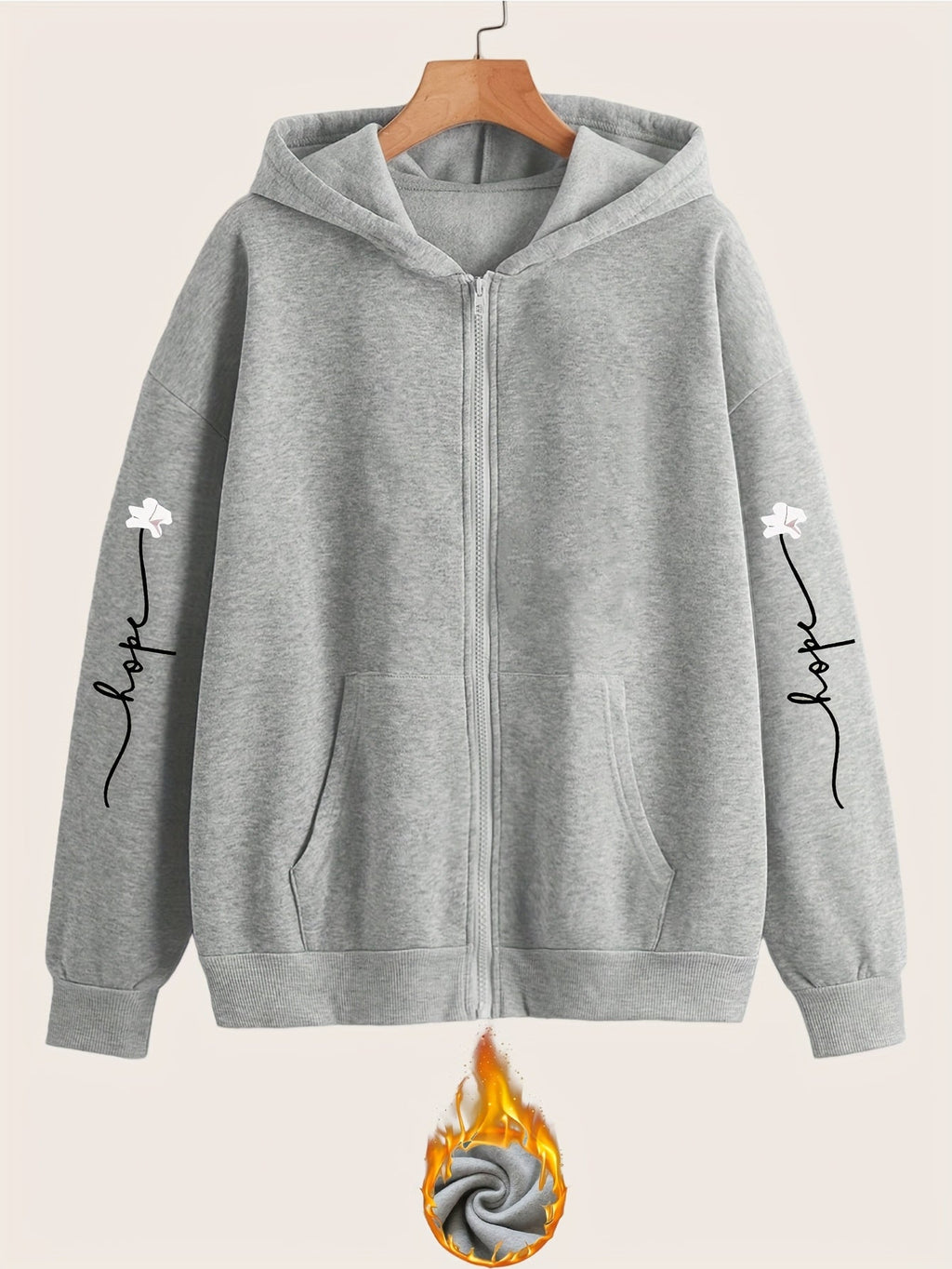 Artistic Letter Print Y2K Casual Style Zip-Up Hoodie - Fashionable and Comfortable Zip-Up Pocket Jacket for Spring, Autumn, and Winter Casual Sportswear, Fashionable Casual Jacket | Comfortable Fabric   OAXG Black / S