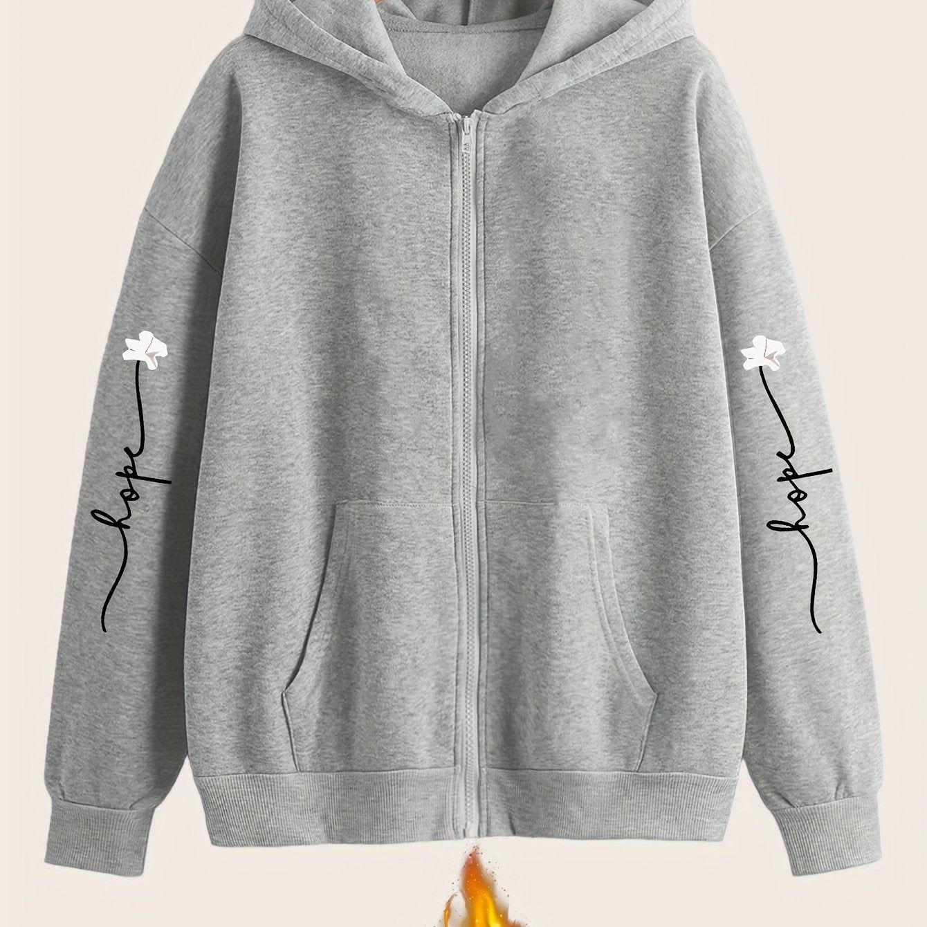Artistic Letter Print Y2K Casual Style Zip-Up Hoodie - Fashionable and Comfortable Zip-Up Pocket Jacket for Spring, Autumn, and Winter Casual Sportswear, Fashionable Casual Jacket | Comfortable Fabric   OAXG Black / S