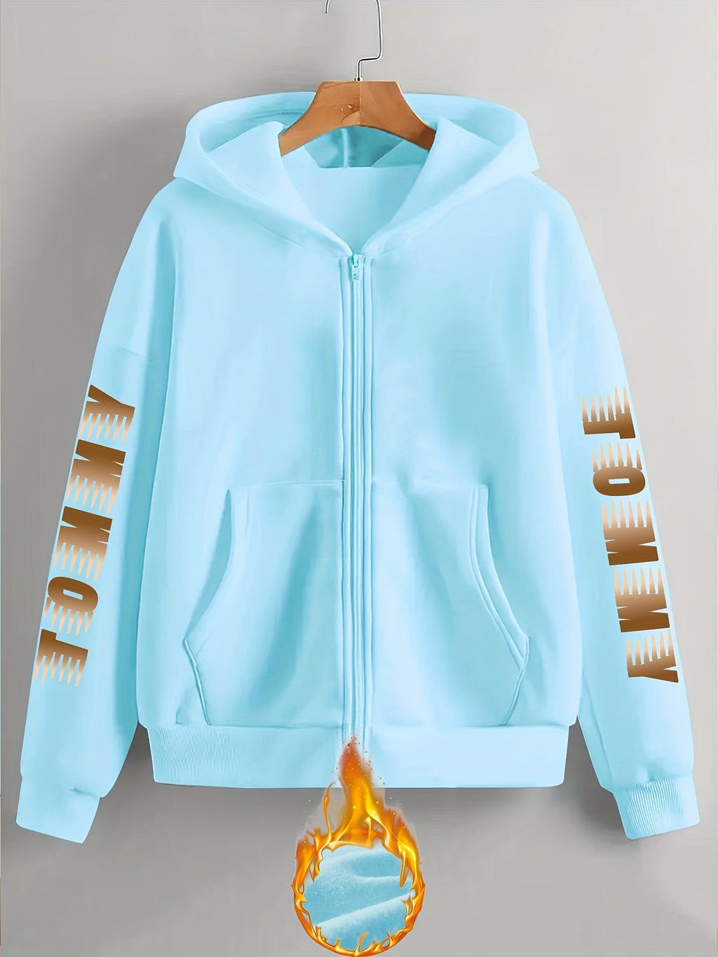 Artistic Letter Print Y2K Casual Style Zip-Up Hoodie - Fashionable and Comfortable Zip-Up Pocket Jacket for Spring, Autumn, and Winter Casual Sportswear, Fashionable Casual Jacket | Comfortable Fabric   OAXG Black / S