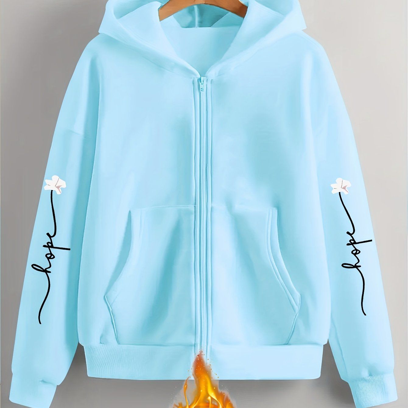 Artistic Letter Print Y2K Casual Style Zip-Up Hoodie - Fashionable and Comfortable Zip-Up Pocket Jacket for Spring, Autumn, and Winter Casual Sportswear, Fashionable Casual Jacket | Comfortable Fabric   OAXG Black / S
