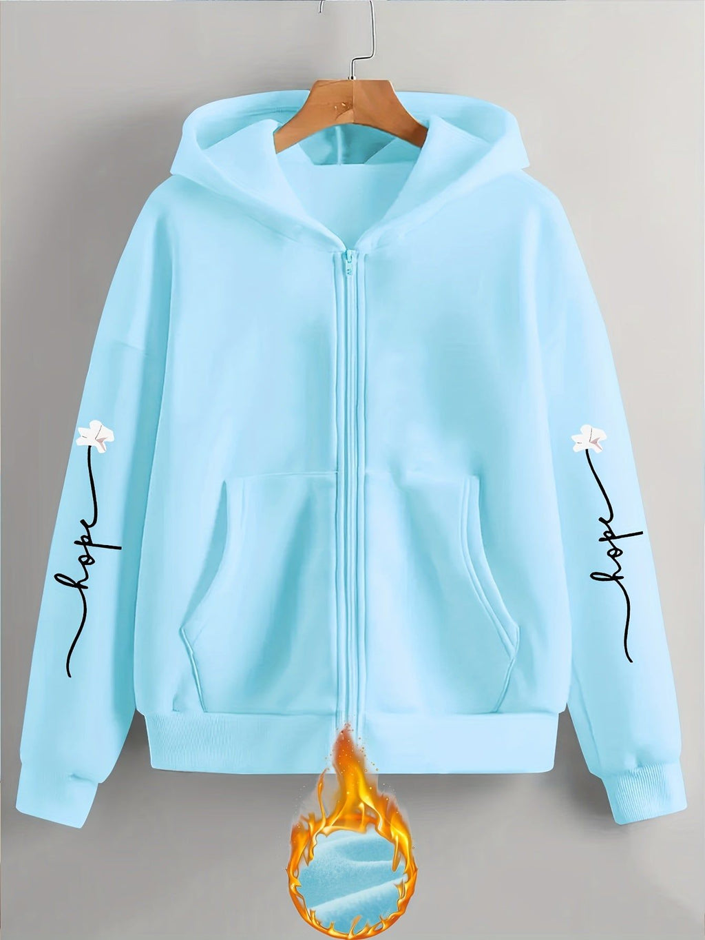 Artistic Letter Print Y2K Casual Style Zip-Up Hoodie - Fashionable and Comfortable Zip-Up Pocket Jacket for Spring, Autumn, and Winter Casual Sportswear, Fashionable Casual Jacket | Comfortable Fabric   OAXG Black / S