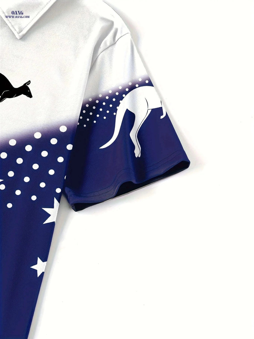 Australia Day Casual Polo Shirt - Proud Australian with Kangaroo Print   OAXG 