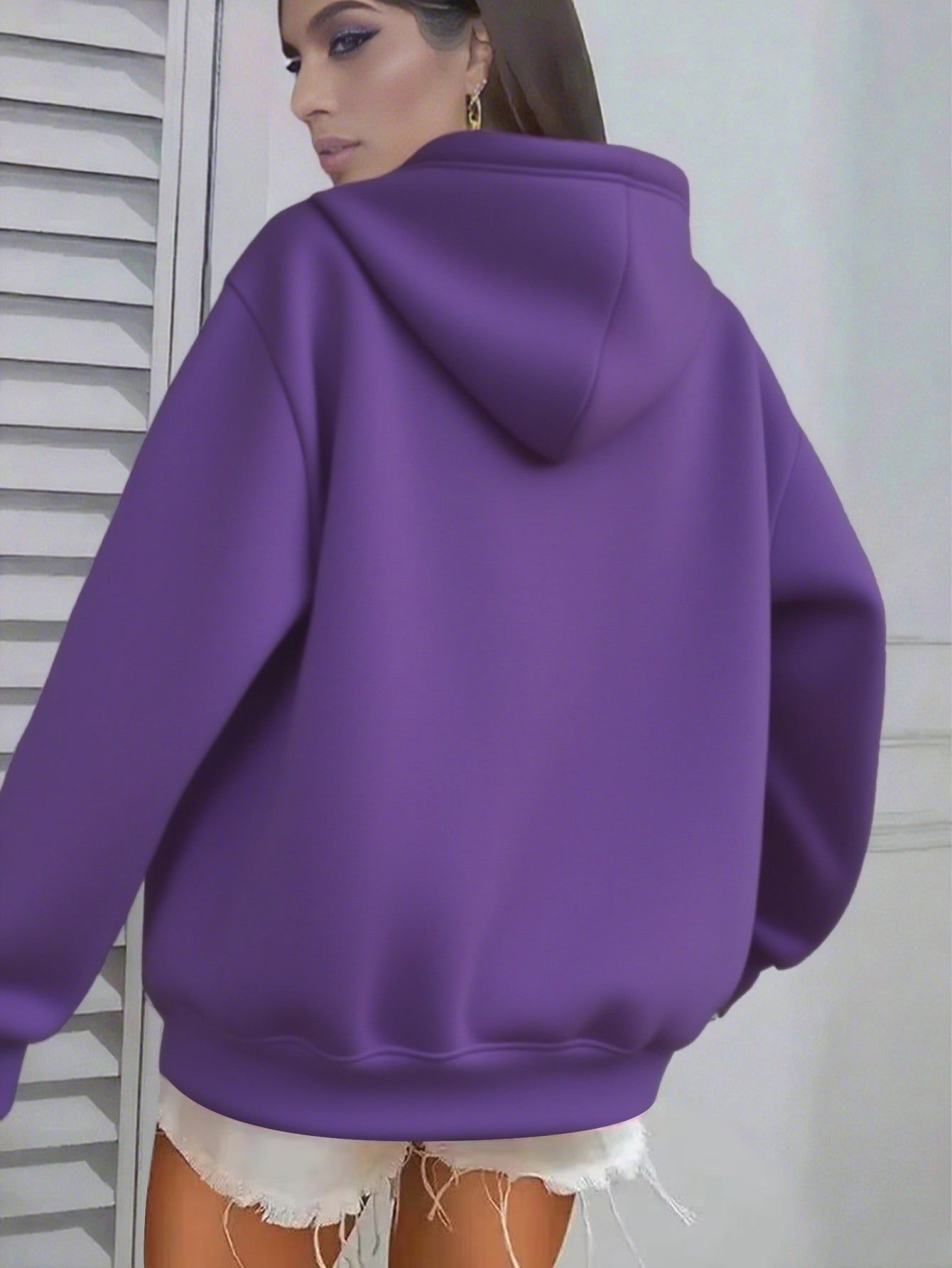 Autumn and Winter Thick Ladies' Clothing Gradient Love Chest Printing Sports Hooded Sweater   OAXG Red / XS