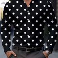 Autumn Men's Casual Shirt - Fashionable Polka Dot Print, Regular Fit   OAXG Black And White / FR S