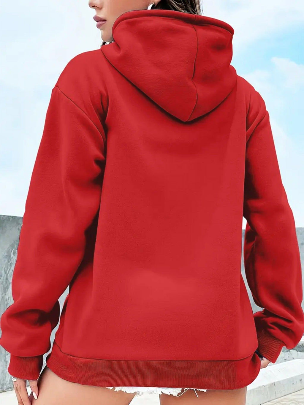 Autumn/Winter New Women's Casual -Lined Hooded Sweatshirt with Heart ECG Print   OAXG Black / XS