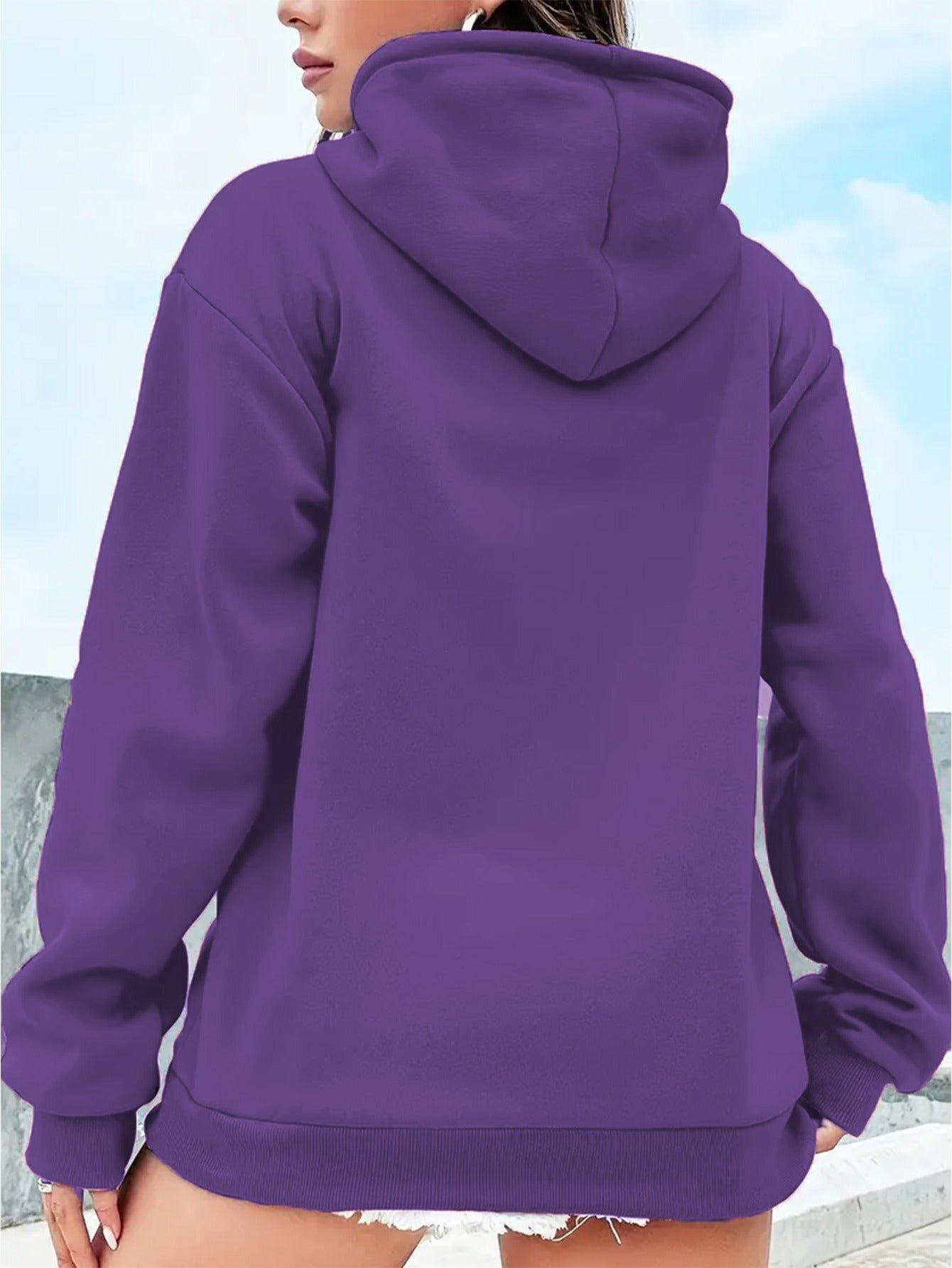 Autumn/Winter New Women's Casual -Lined Hooded Sweatshirt with Heart ECG Print   OAXG Black / XS