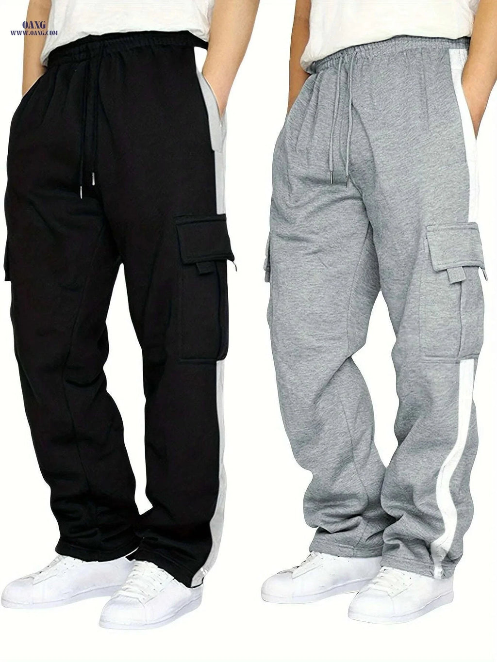 Autumn Winter Plus Velvet Trousers for Men - Multiple Pockets Style   OAXG 