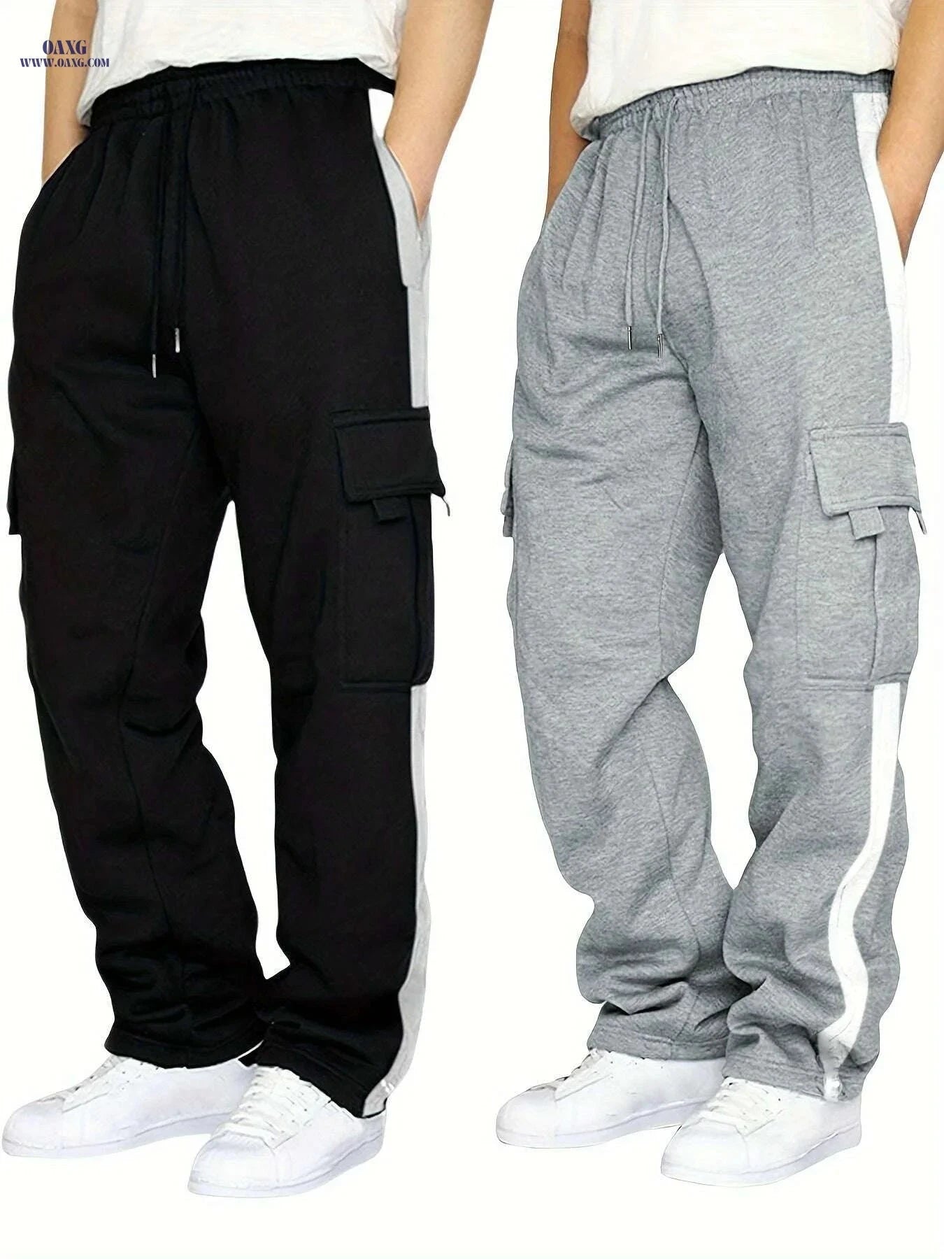 Autumn Winter Plus Velvet Trousers for Men - Multiple Pockets Style   OAXG 