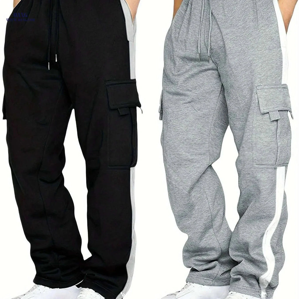 Autumn Winter Plus Velvet Trousers for Men - Multiple Pockets Style   OAXG 