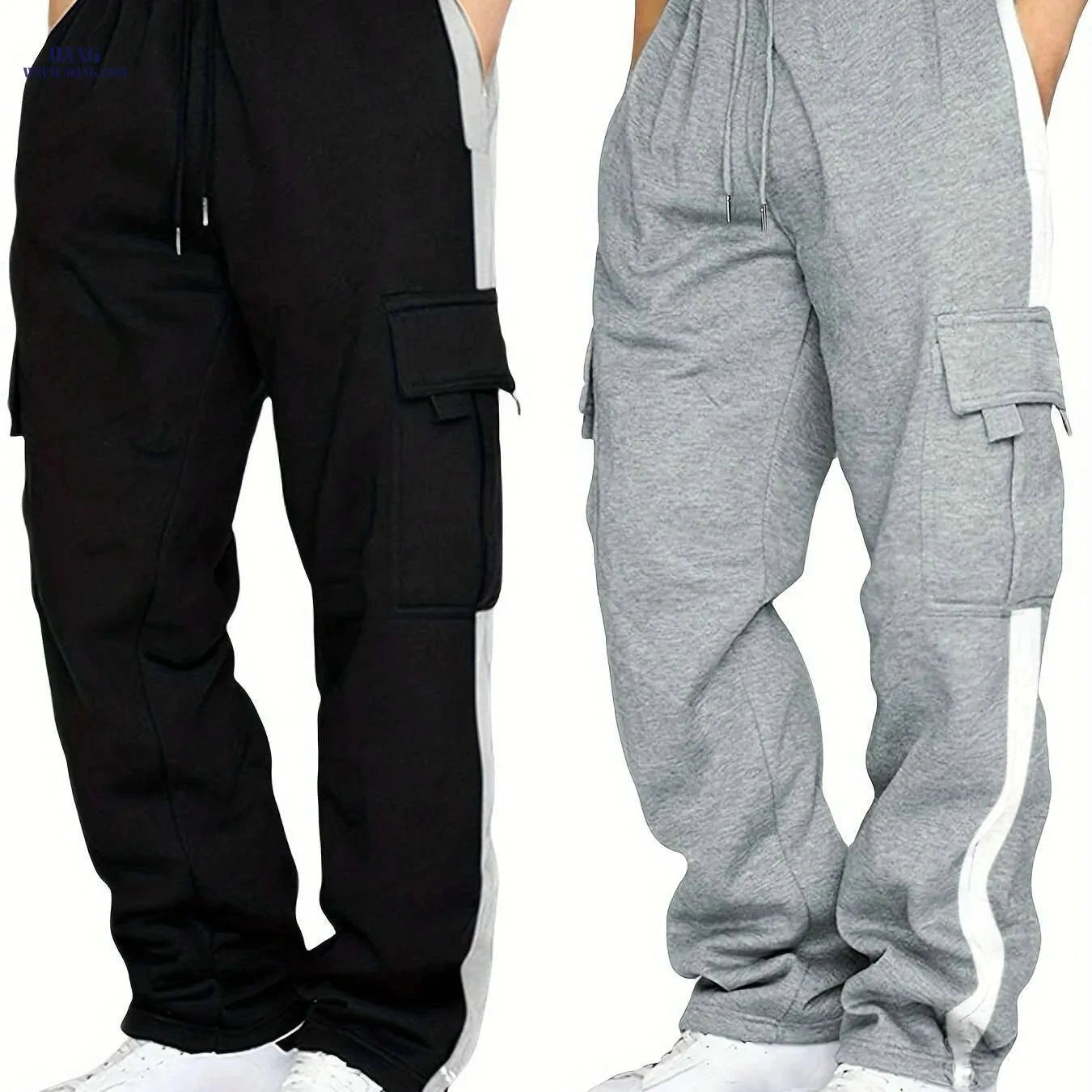 Autumn Winter Plus Velvet Trousers for Men - Multiple Pockets Style   OAXG 