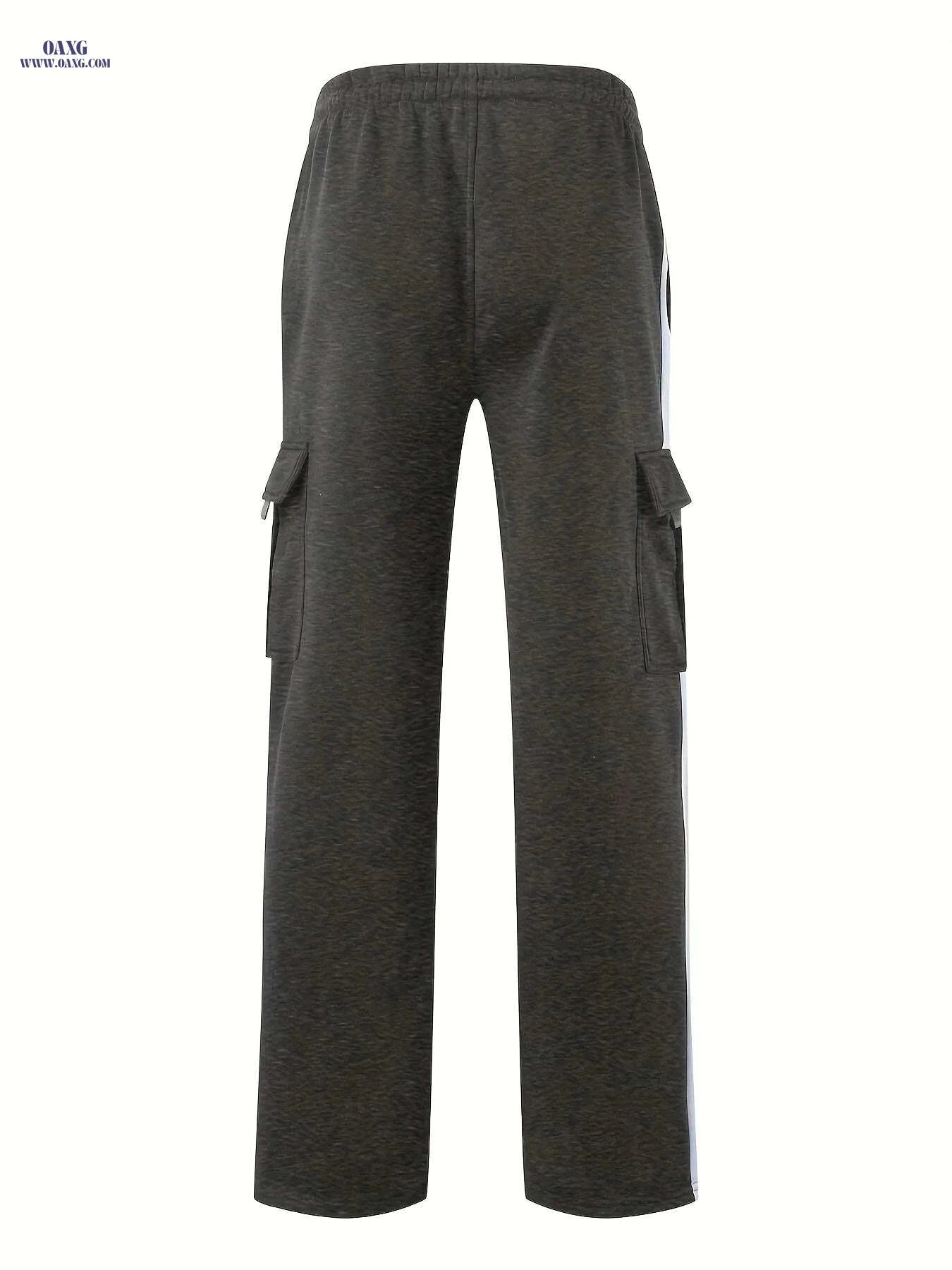 Autumn Winter Plus Velvet Trousers for Men - Multiple Pockets Style   OAXG Black - Light Gray / S