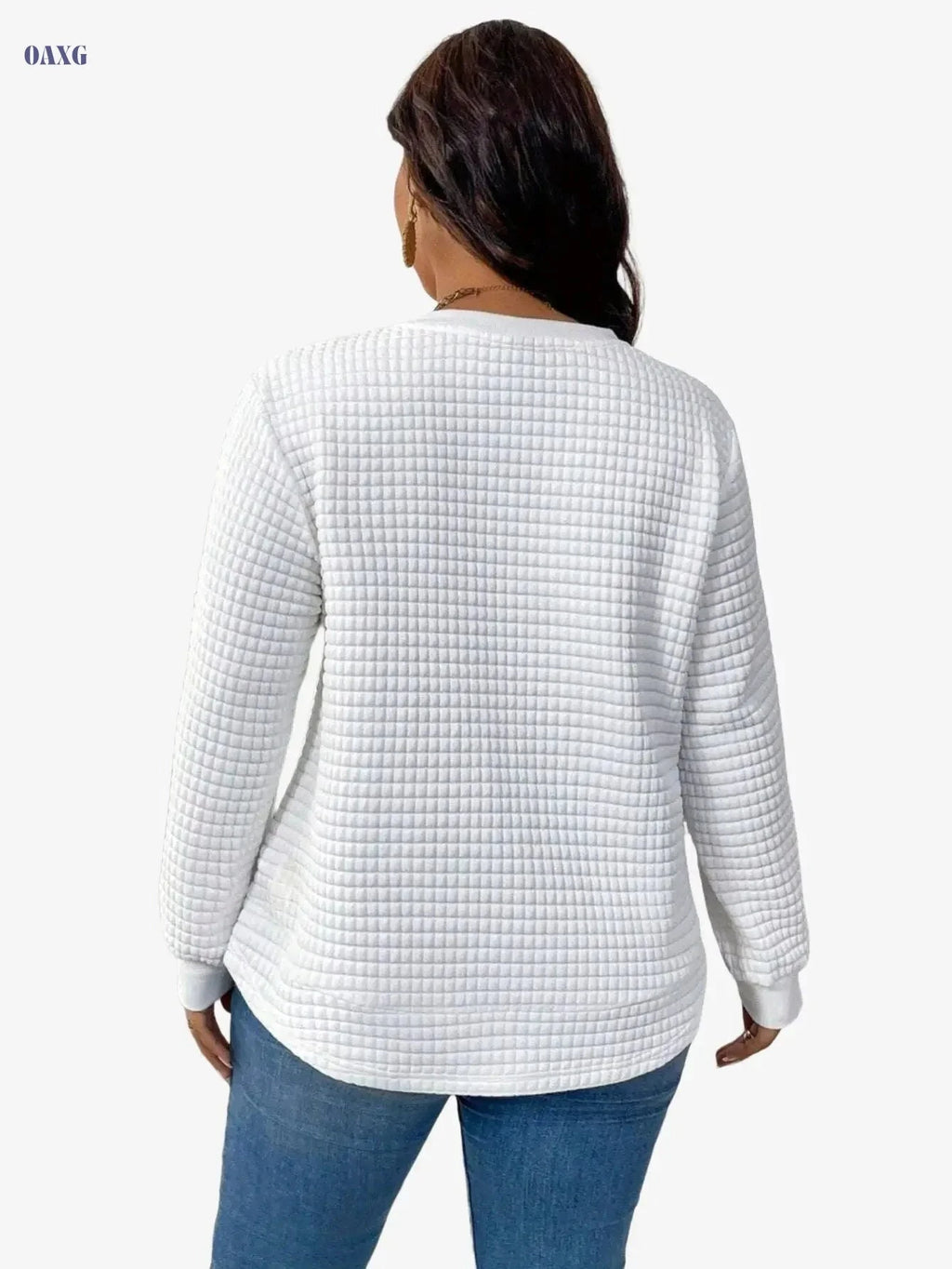Autumn Winter Solid Color Sweatshirt - Casual Crew Neck Pullover   OAXG 
