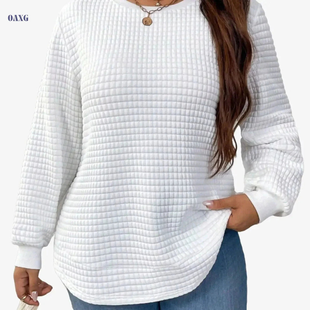 Autumn Winter Solid Color Sweatshirt - Casual Crew Neck Pullover   OAXG 